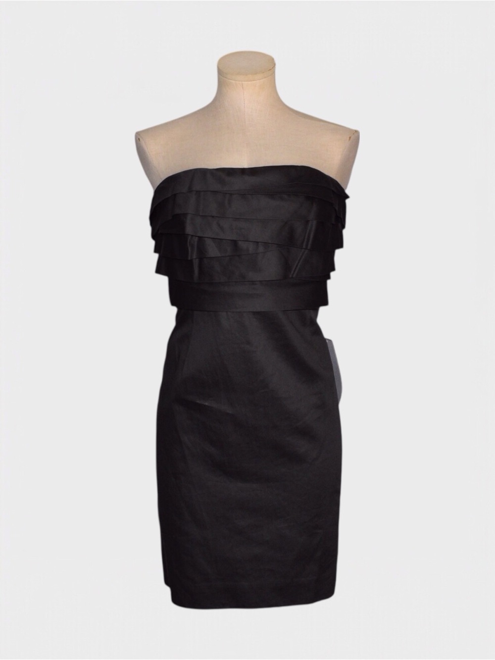 NWT  J Crew‎ Strapless Tiered Cocktail Dress Black Sheath